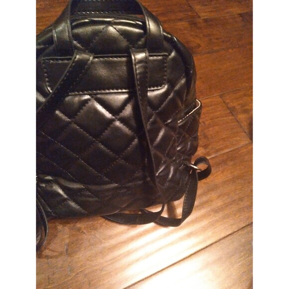 Gigi Hill Mini Backpack Quilted Black Faux Leather‎ Small Purse Bag - Picture 4 of 6